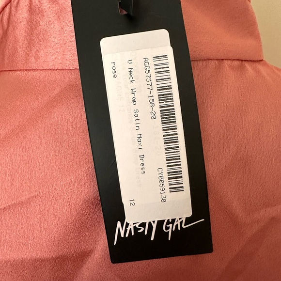 Nasty Gal Make Your Entrance Satin Wrap Maxi Dress Rose - Picture 7 of 9